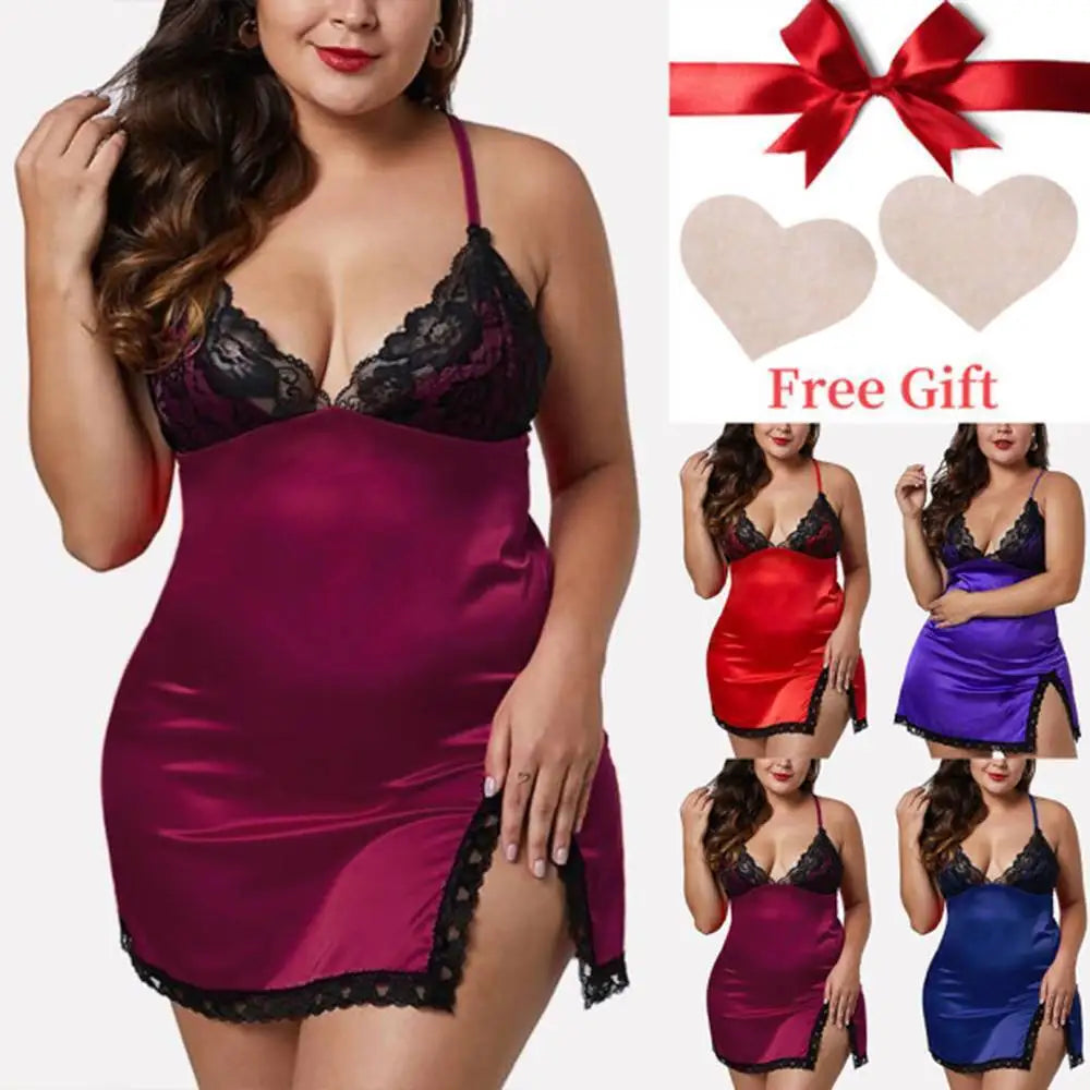 2023 Women's Babydoll Sexy Lace Nightdress Lingerie Sleepwear Nightwear Robe HIgh Quality Clothing Plus Size
