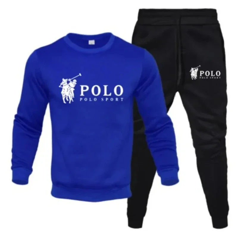 A two-piece set of men's round-neck pullover and jogging pants for autumn and winter fashion fitness outdoor casual sportswear