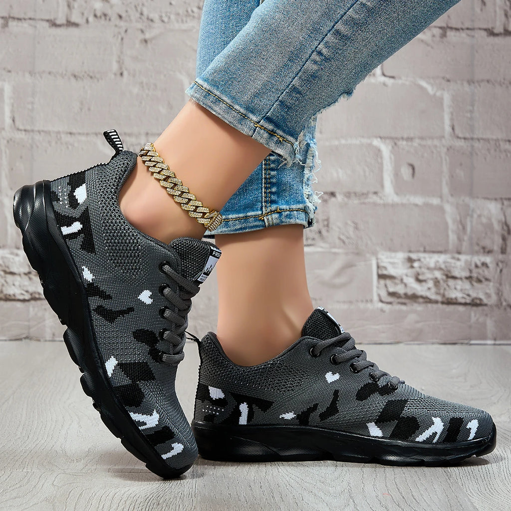 Women's running shoes, lightweight mesh fabric, breathable, casual and comfortable flat soft tennis shoes, sports shoes