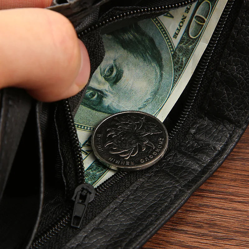 PU Leather Men's Short Wallet Multi Functional Zipper Buckle Men's Purse Business Short Multi Card Slot Money Bag