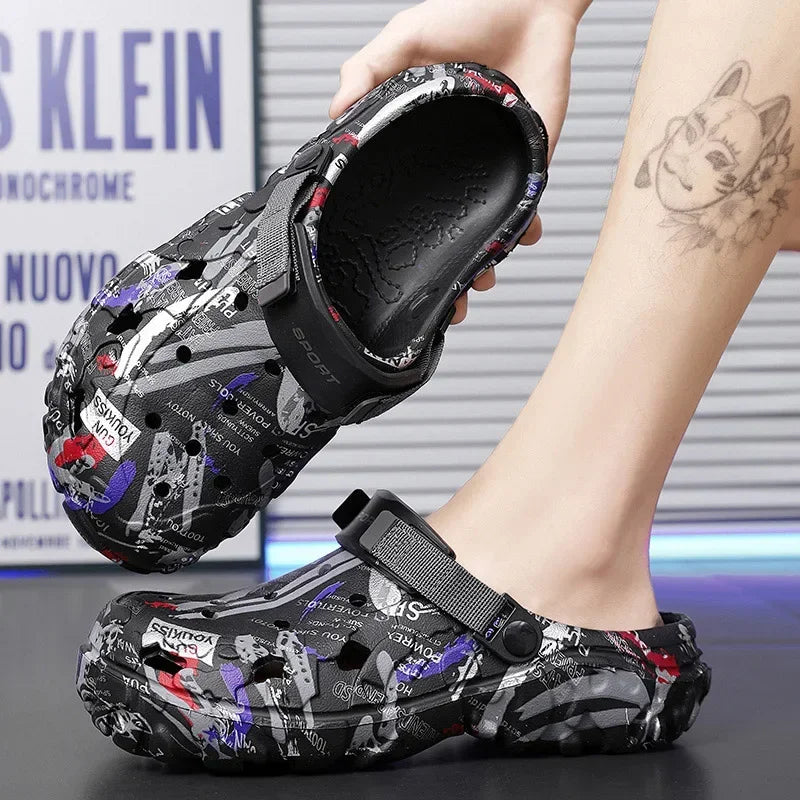 Plus Size 47 Summer Men Sandals Clogs Outdoor Garden Clogs Hole Shoes Male Casual Shoes Water Shoes Comfort Home Soft Slippers