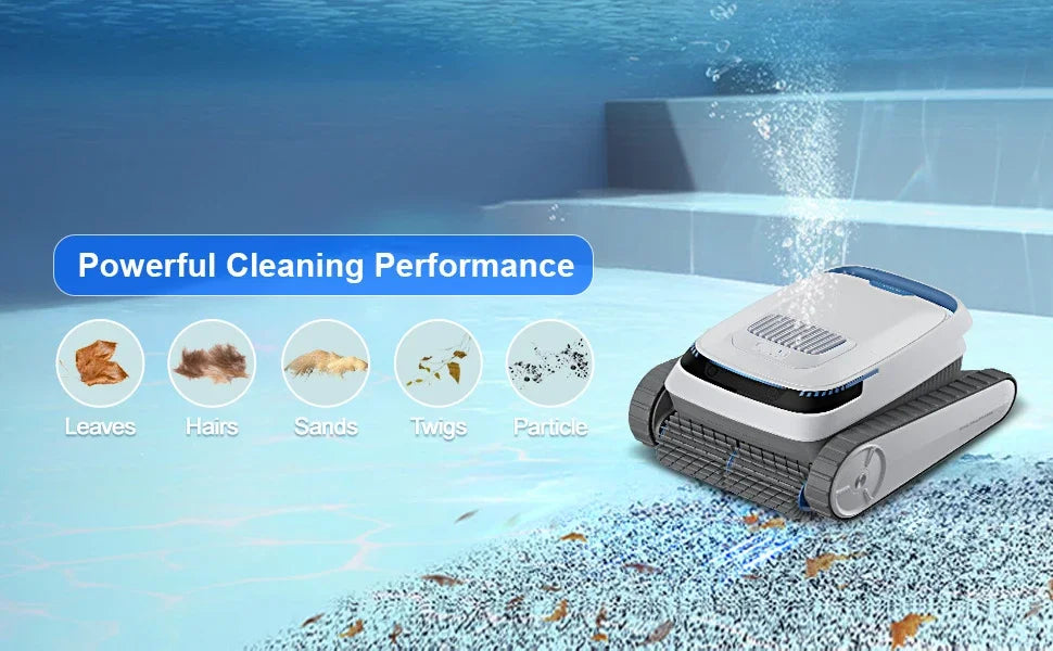VOXIV Cordless Robotic Pool Cleaner with Wall Climbing - Over 120mins Runtime Automatic Pool Vacuum