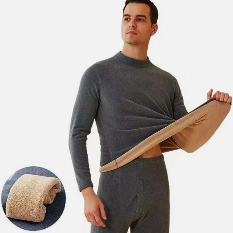 New Winter Thermal Underwear Men Mock-neck First Layer 2 Pieces Under Panties and Undershirts Keep Warm Clothing Elastic L-4XL