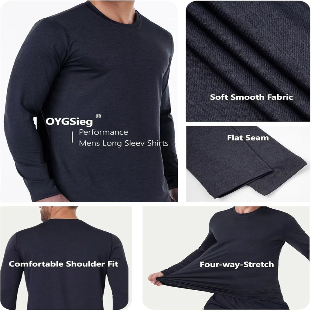 1 Pack Men's Quick Dry Long Sleeve Shirts Moisture Wicking  Protection UV UPF  Performance T-Shirt for Casual