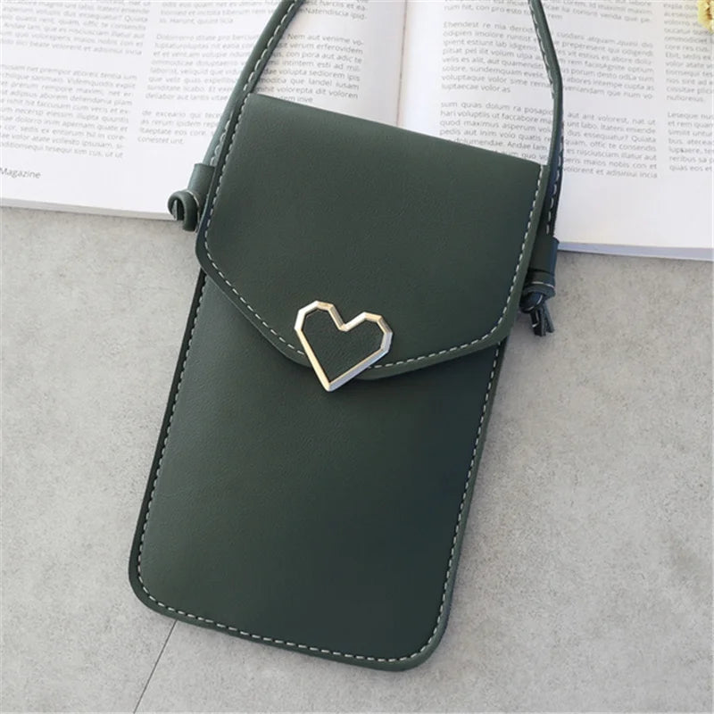 Transparent Touch Screen Cell Phone Purse Smartphone Wallet Shoulder Strap Handbag PU Leather Casual Crossbody Bags Women