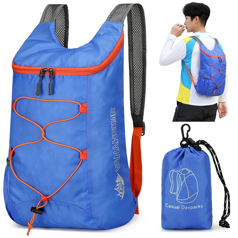10L Outdoor Climbing Cycling Travel Knapsack Splashproof Folding Hiking Daypack Ultralight Camping Hiking Backpack for Men Women
