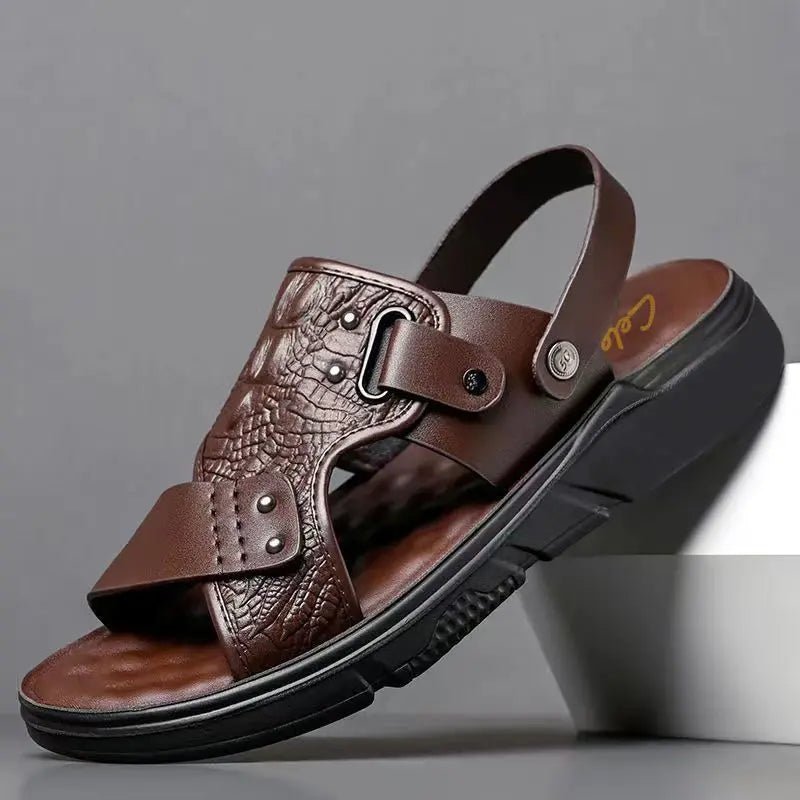 Big Size Men Leather Sandals Summer Classic Men Shoes Slippers Soft Sandals Men Roman Comfortable Outdoor Walking Footwear