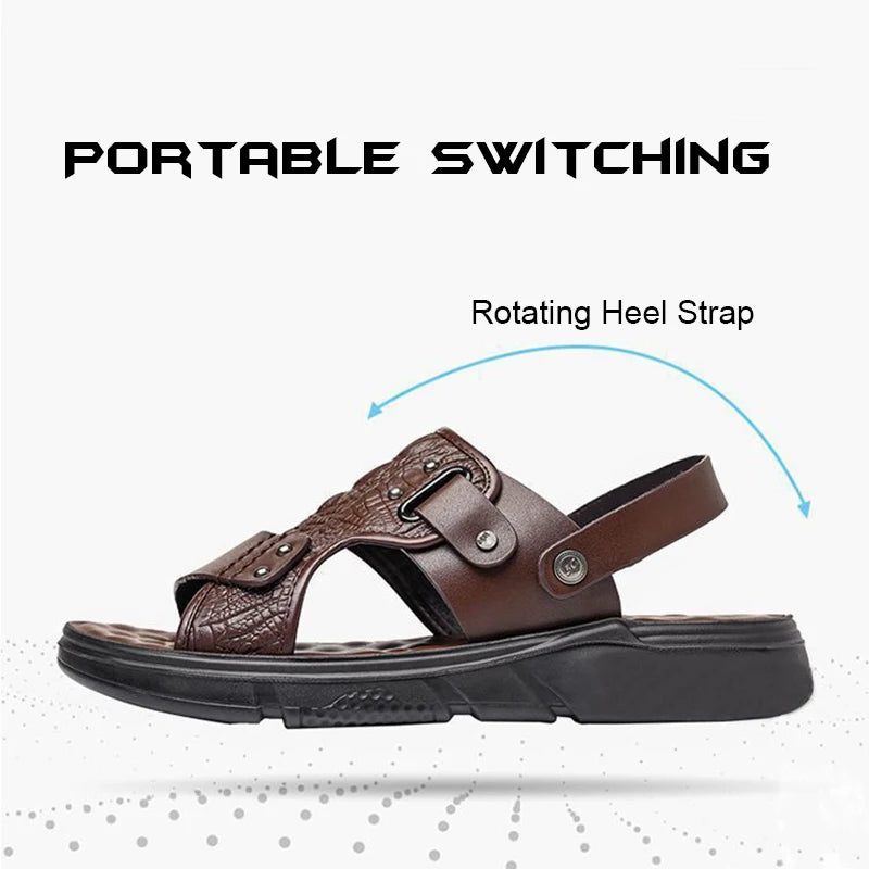 Big Size Men Leather Sandals Summer Classic Men Shoes Slippers Soft Sandals Men Roman Comfortable Outdoor Walking Footwear