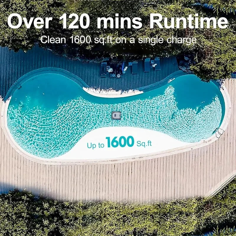 VOXIV Cordless Robotic Pool Cleaner with Wall Climbing - Over 120mins Runtime Automatic Pool Vacuum