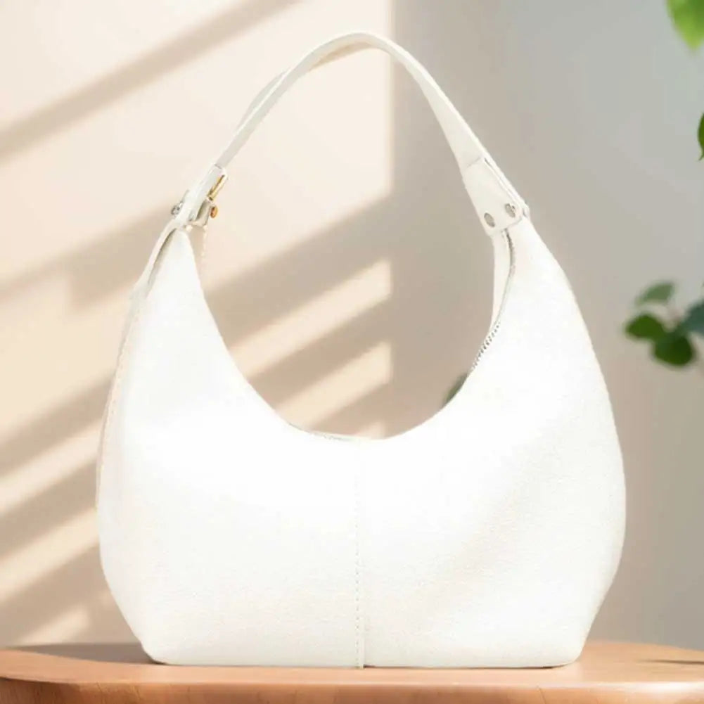 Women Vintage Underarm Bag PU Leather Simple Shoulder Purse Solid Color Casual Armpit Handbag Female Commute Bag