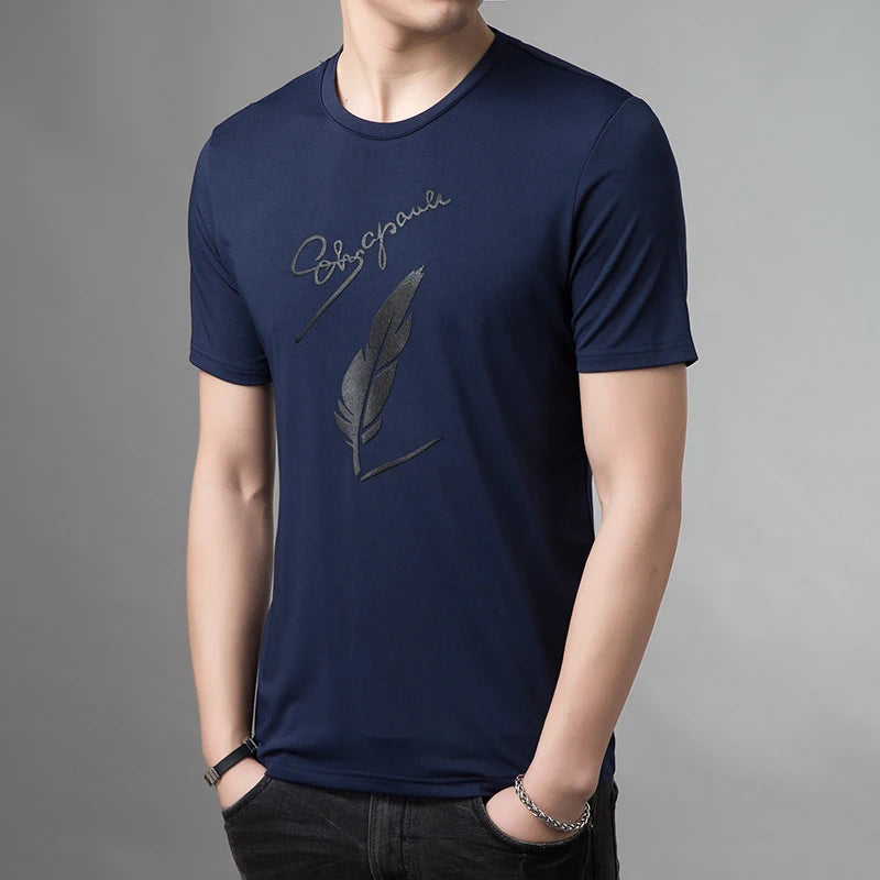 2025 New Fashion Brand T Shirts For Men Pattern O Neck Trends Streetwear Tops Summer Top Grade Short Sleeve T-Shirt Men Clothing
