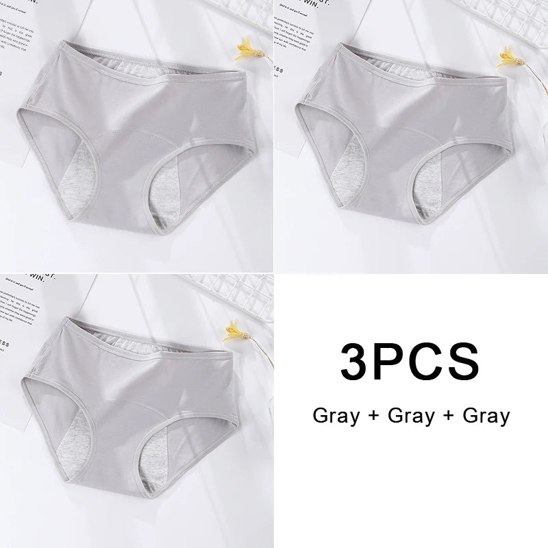 3PCS/set Women's menstrual briefs large flow postpartum water absorption leakproof briefs women's pure cotton menstrual briefs