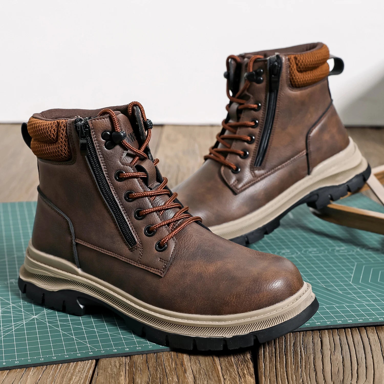 Leather Light Weight Safety Shoes Steel Toe Boots Low Top Comfortable Soft Work Sneakers Slip Resistant Work Sneakers for Men