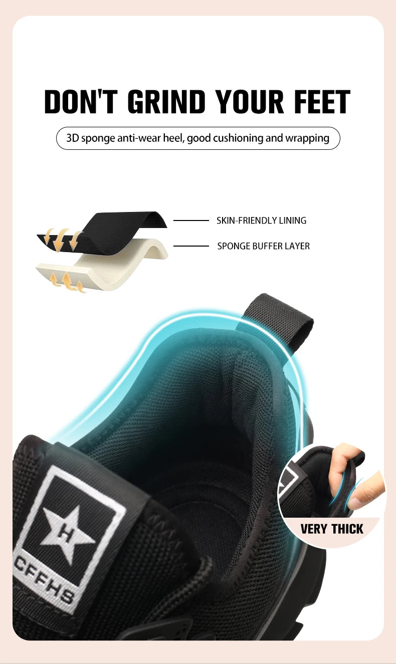 Soft-soled, comfortable, anti-smash, anti-puncture and breathable safety shoes