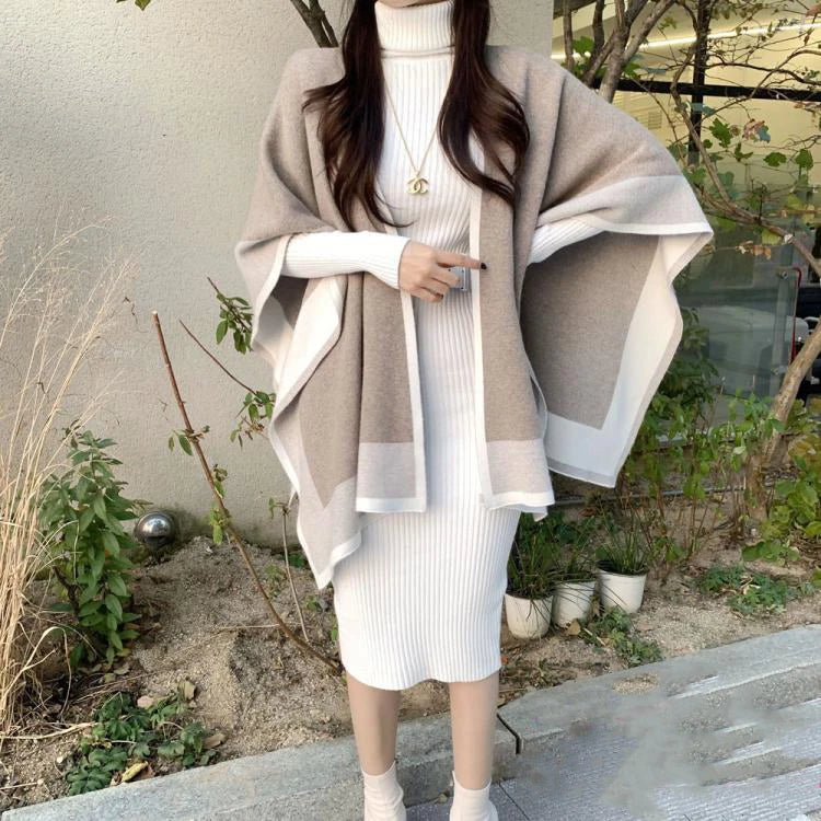 H Han Queen Knitted Turtleneck Sweater Bodycon Dress Bottoming Women Soft Elastic Autumn Winter Midi Party Dresses With Belt
