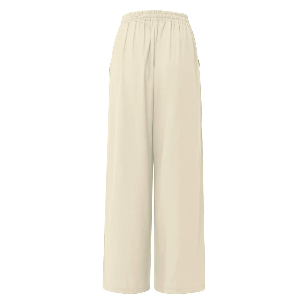 Women's Wide Leg Pants High Waist Casual trousers Solid Color Elastic Waist Tie Belt Loose Sweatpants gym pantalones de mujer