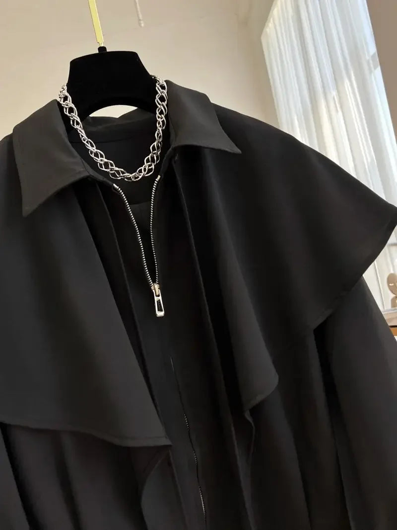 Korean Fashion Cloak Casual Capes Jacket Women's Dongdaemun 2025 Short Coats Woman Heavy Jackets Trend Winter Cardigan Tops New