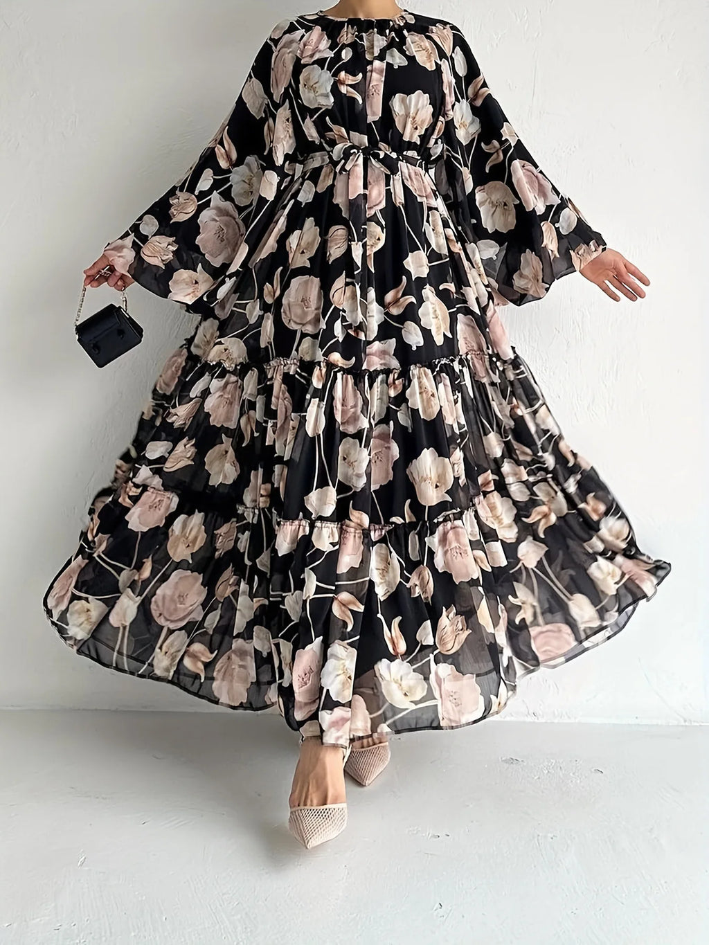 Muslim Women Dresses Flower Print Abaya Sashes Eid Ramadan Morocco Vestidos Dubai Jalabiya Kaftan Islam Arab Long Robe Abayas