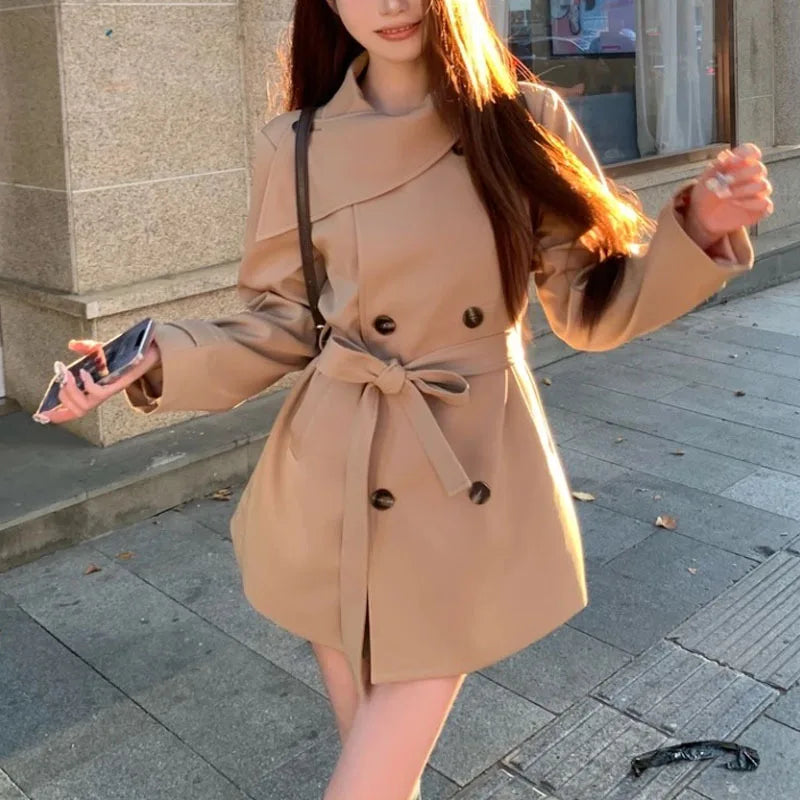 Korean-English Style Trench Coat Women's Spring and Autumn New Style Unique Temperature Medium-Length Waist Coat
