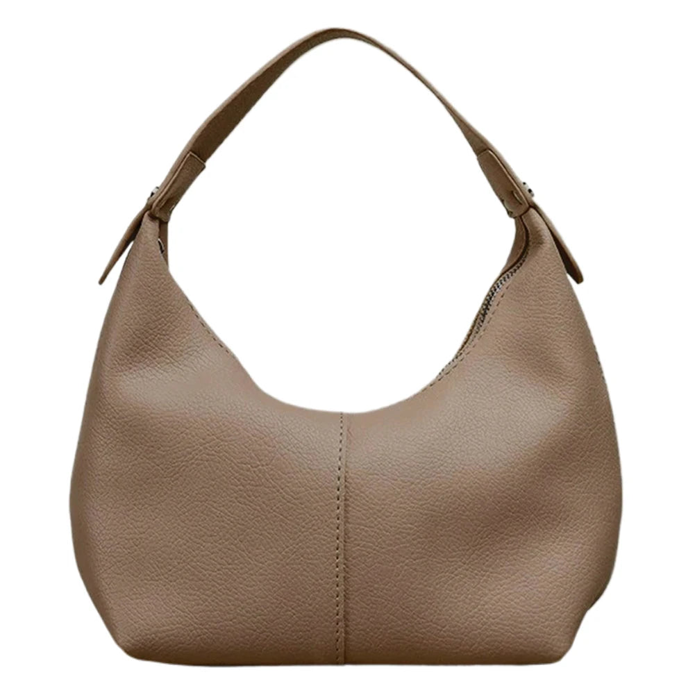 Women Vintage Underarm Bag PU Leather Simple Shoulder Purse Solid Color Casual Armpit Handbag Female Commute Bag