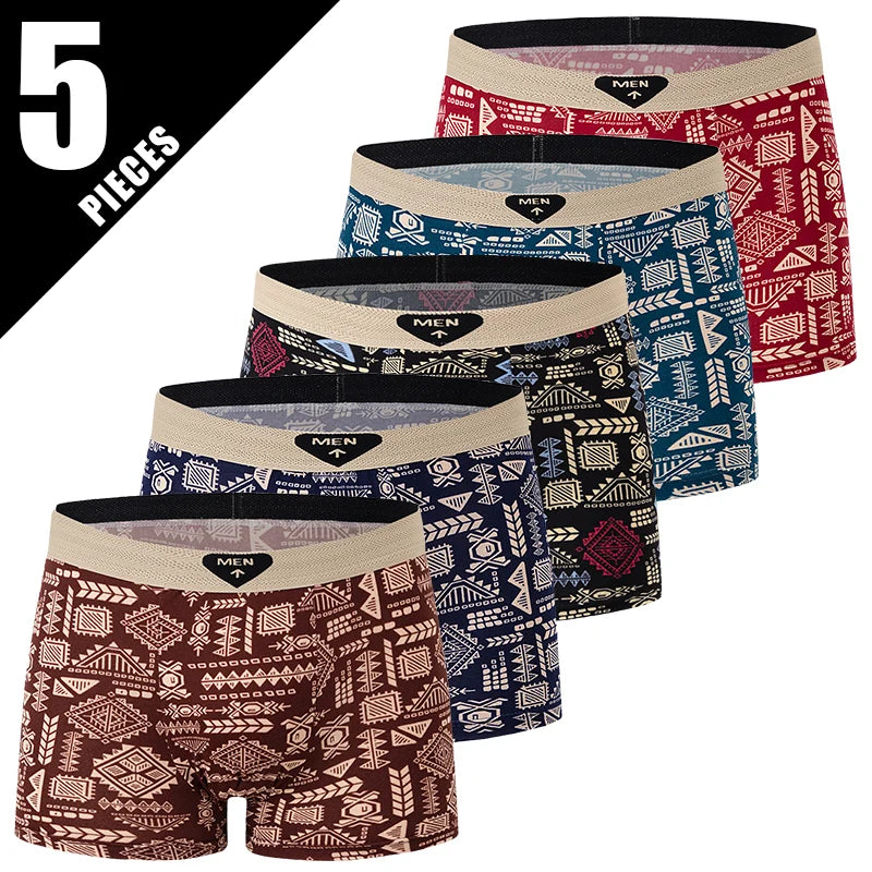 5/6-piece men's multi-color fashionable casual boxer shorts comfortable teenage plus size underwear sports cycling base shorts