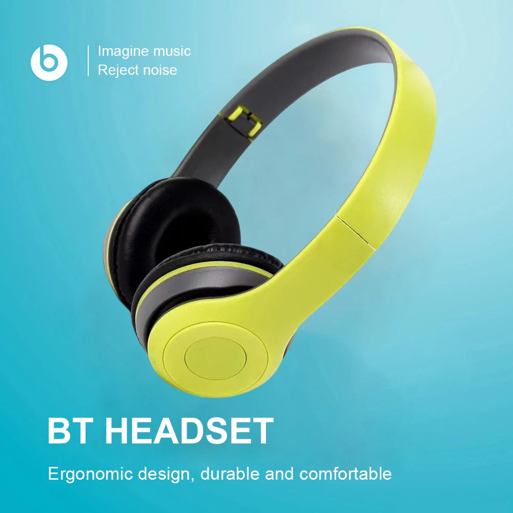 P47 Wireless Over Ear Headset Noise Cancelling Bluetooth-Compatible 5.0 Game Headset Card Mp3 Player Built-in Mic for Smartphone
