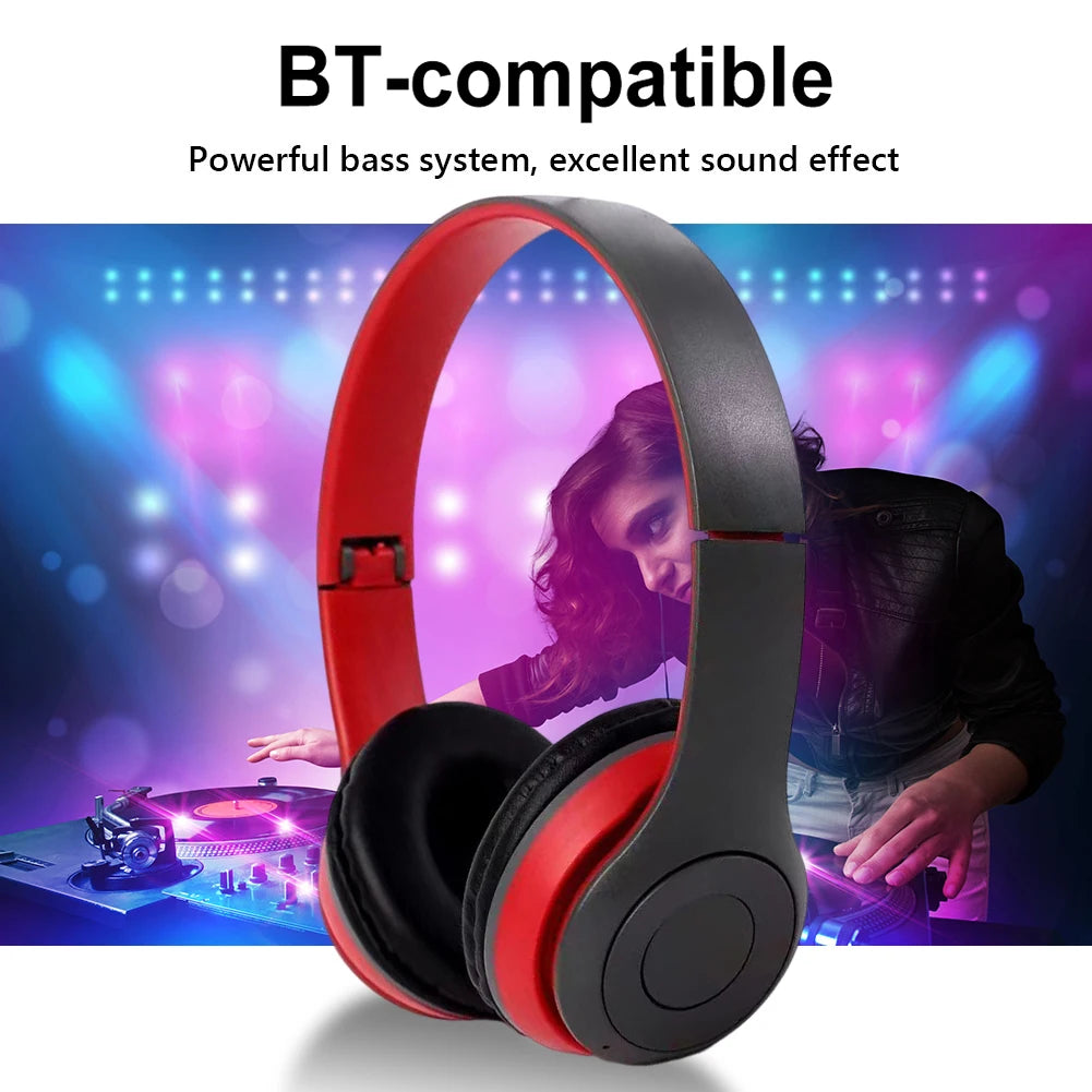 P47 Wireless Over Ear Headset Noise Cancelling Bluetooth-Compatible 5.0 Game Headset Card Mp3 Player Built-in Mic for Smartphone