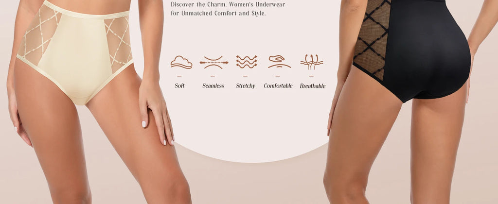 MEIYATING Women's Underwear High Waisted Seamless Ladies Underwear Panties Full Coverage Silky Briefs 4 Pack