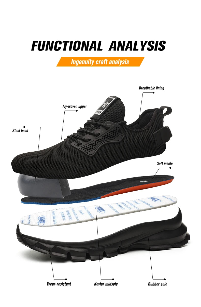 Soft-soled, comfortable, anti-smash, anti-puncture and breathable safety shoes