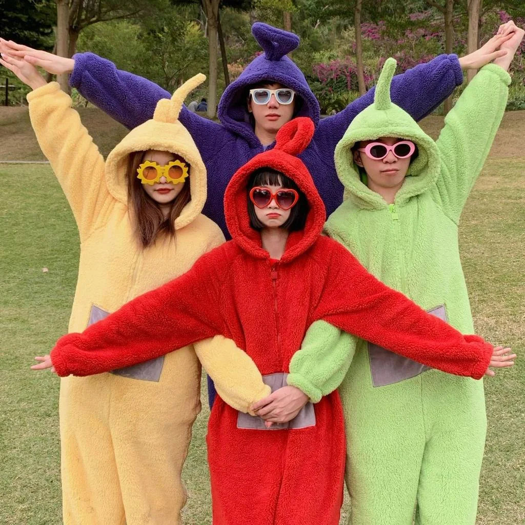 Adults Kids Onesies Soft Long Sleeves Pajamas Dipsy Tinky Winky Po Lala Costumes Home Clothes Women Unisex Homewear