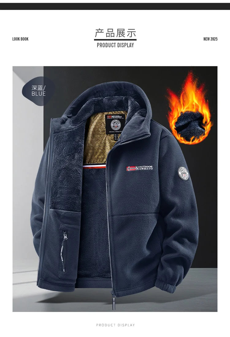 Maxbarley Brand Winter Fleece Jacket Men Casual Thickened Wool Coat Athleisure Design Warm Fashion Hooded Jackets Snow Ski Suit