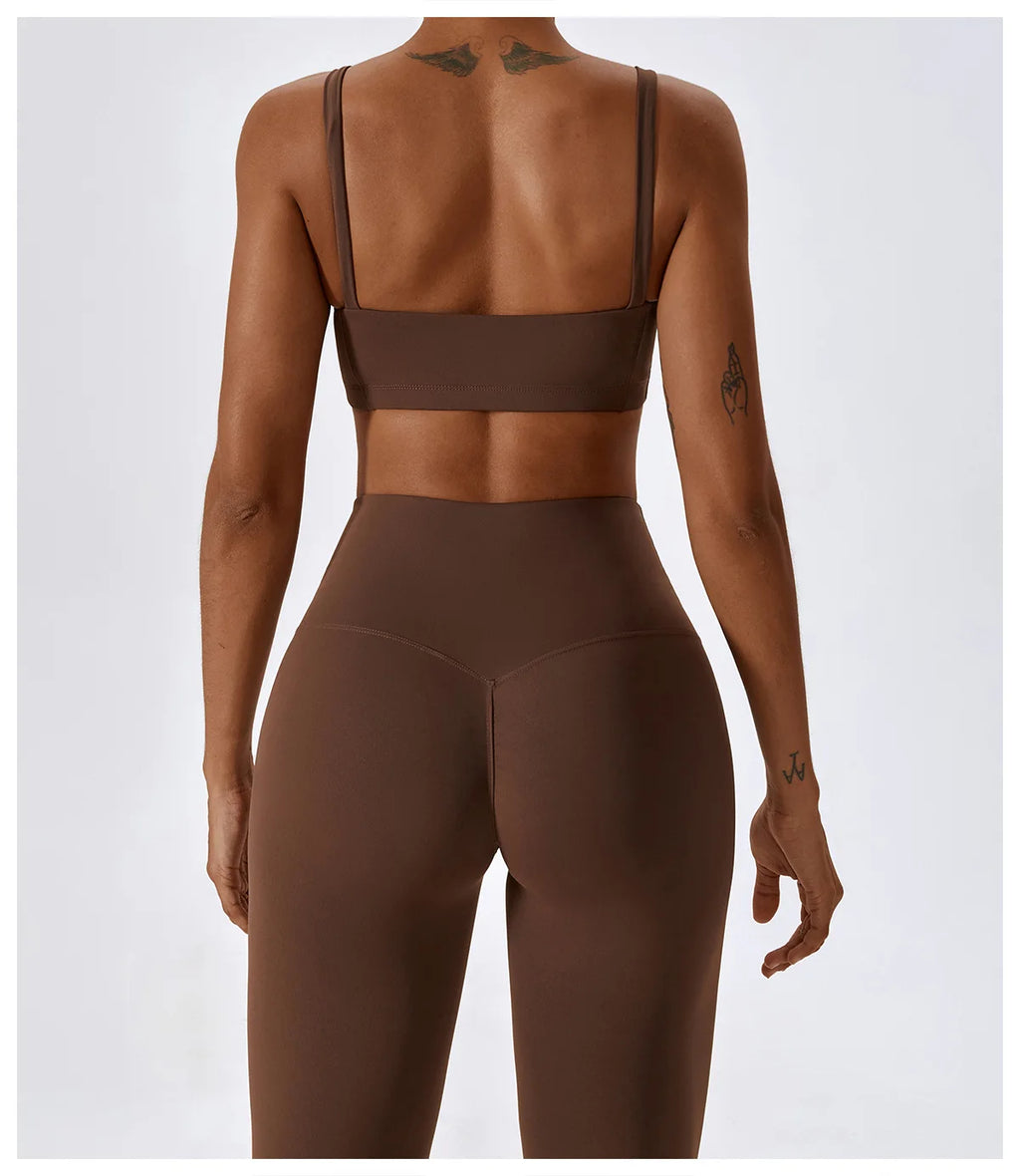 2PCS Yoga Set Nude Feeling Workout Sets Women Tracksuit Gym Push Up Fitness Running Workout Sportwear Sport Bra Leggings Suit