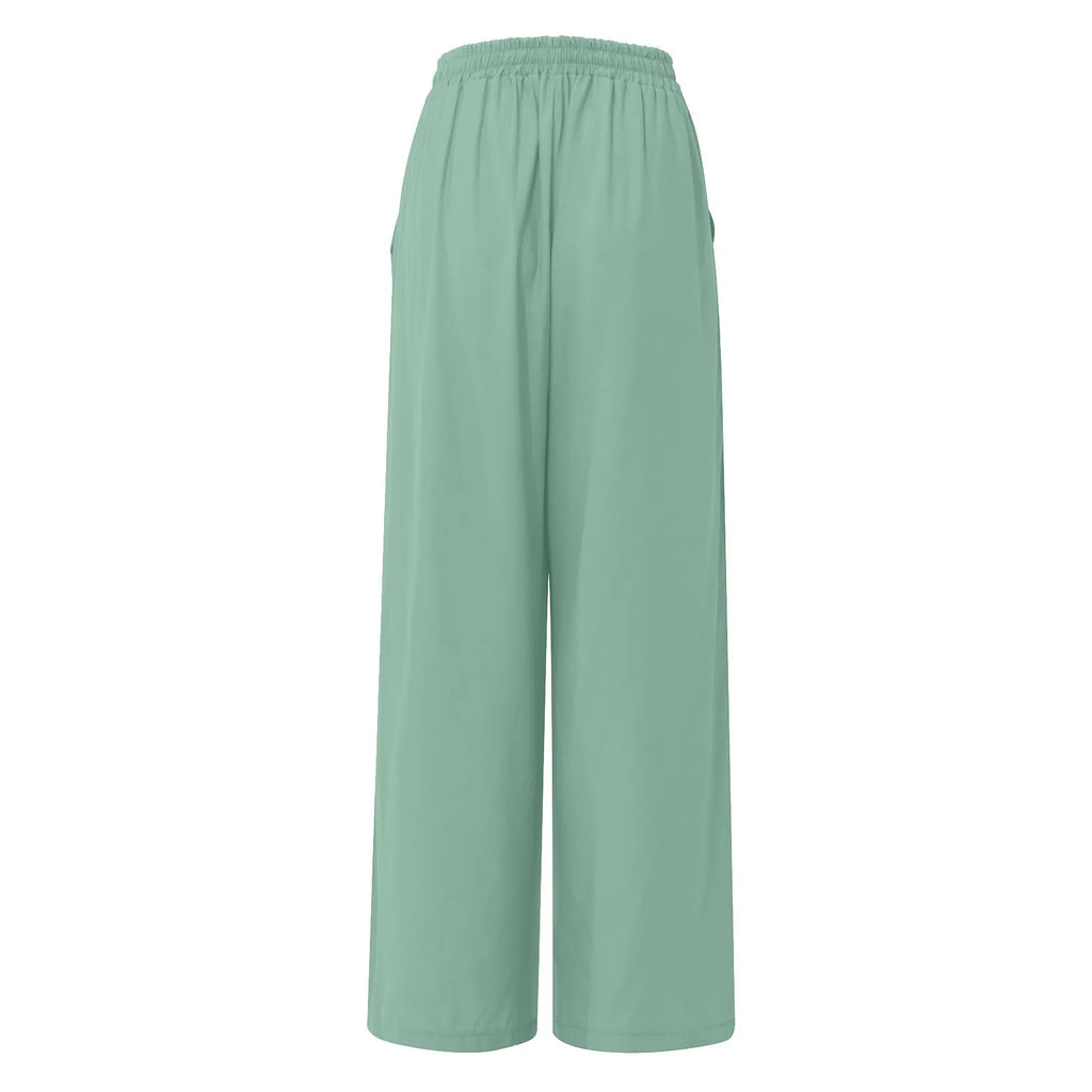 Women's Wide Leg Pants High Waist Casual trousers Solid Color Elastic Waist Tie Belt Loose Sweatpants gym pantalones de mujer
