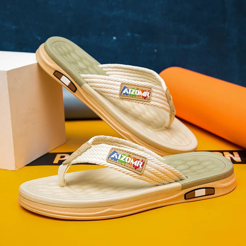 The 2025 new flip-flops for men are suitable for summer outdoor wear. They are anti-slip beach soft-soled flip-flops for men, wh
