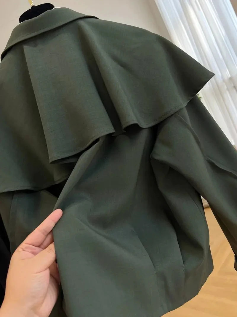 Korean Fashion Cloak Casual Capes Jacket Women's Dongdaemun 2025 Short Coats Woman Heavy Jackets Trend Winter Cardigan Tops New