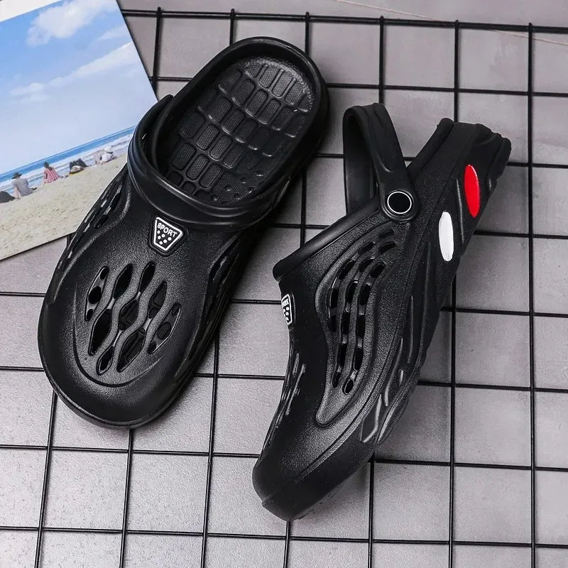 Clogs Men Sandals Men Shoe Summer Fang Man Hoof Thongs Stamp Garden Beach Black Big Size Slippers for Men's Shoes Zapatos Hombre