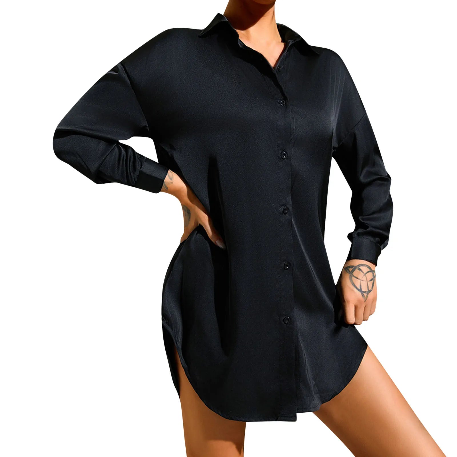 2024 Spring Women's Shirts Ice Silk Home Clothes White Shirts Loose Long Sleeve Shirts Women Clothes Casual Ladies Blouses