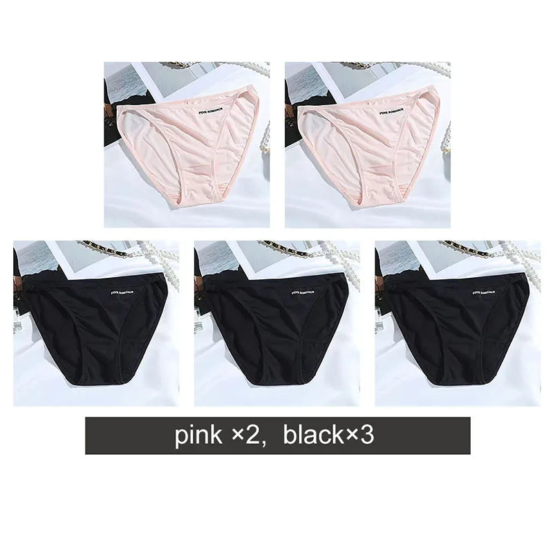 Soft Modal Women's Underwear Sexy Low Waist Panties Solid Color Briefs Summer High Elastic Female Bikini Ladies Lingerie 5pcs