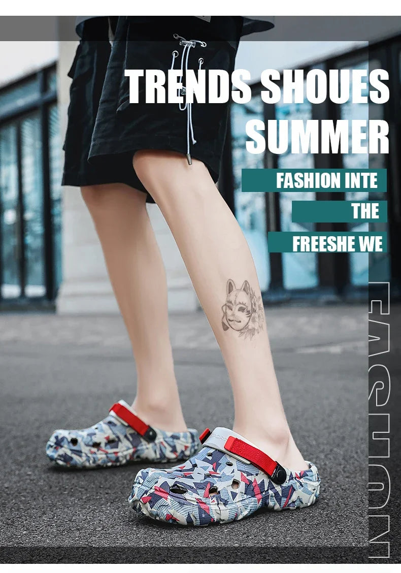 Shoes Men's Clogs Slippers Sandals 46 47 Male Garden Shoes Flat Camouflage Sandals Male Big Size Outdoor Flip Flops Home Clogs