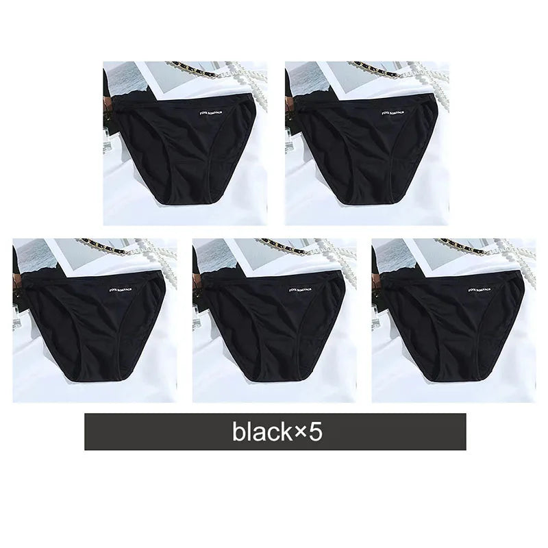 Soft Modal Women's Underwear Sexy Low Waist Panties Solid Color Briefs Summer High Elastic Female Bikini Ladies Lingerie 5pcs