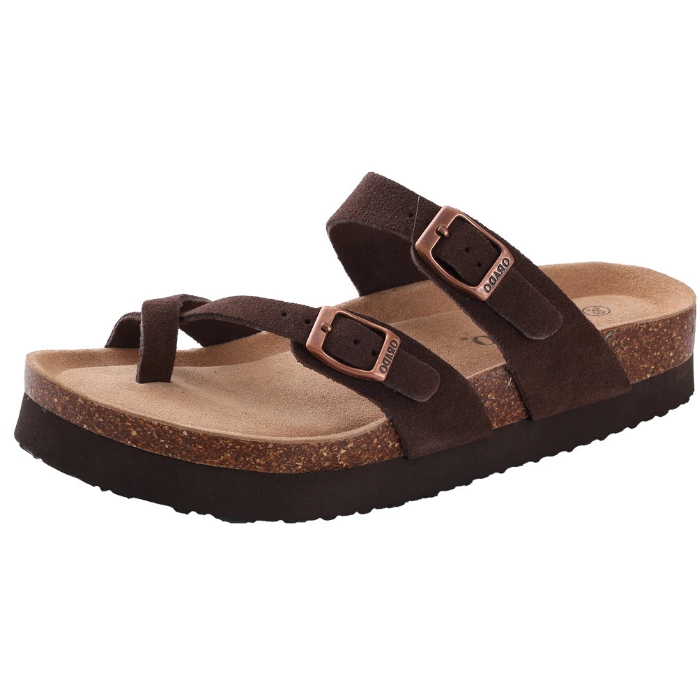 Fashion Women's Suede Mules Slippers Men Clogs Cork Insole Sandals With Arch Support Outdoor Beach Slides Home Shoes