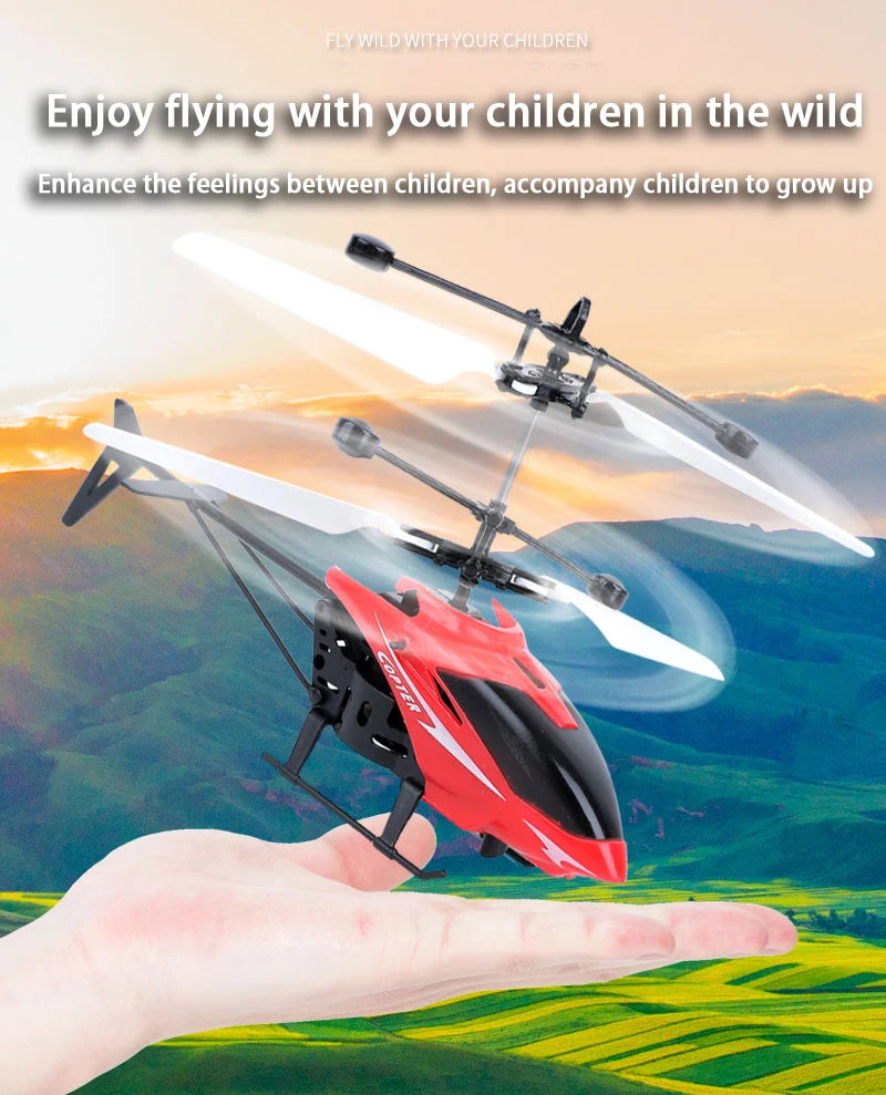 Rechargeable Mini RC Drone Remote Safe Fall-resistant RC Helicopters Drone ChildrenToys(No remote control battery)