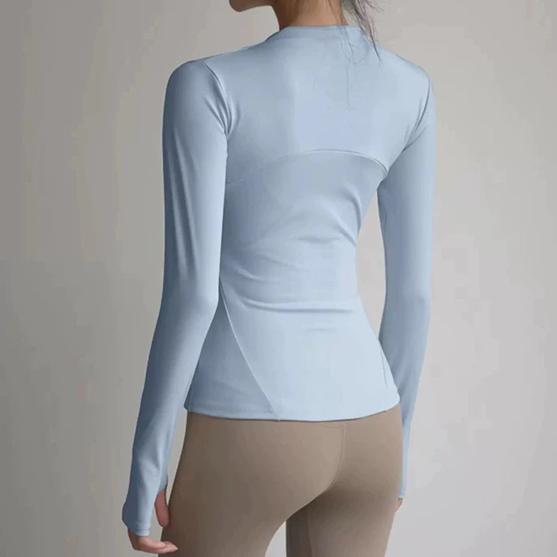 Women's yoga fitness jacket, slim fit professional quick drying jacket, running slimming sports long sleeved yoga suit top