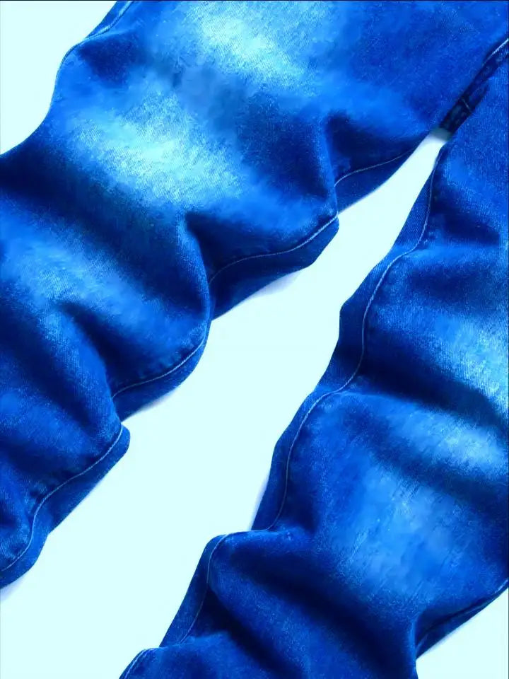 Men's fashionable blue washed jeans