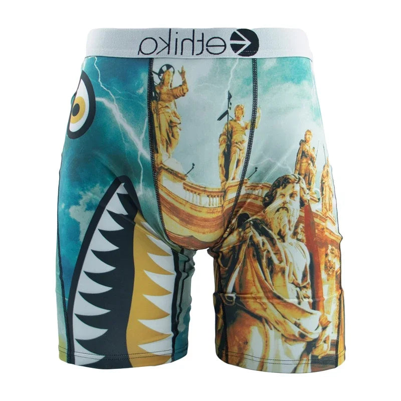 ETHIKA Underwear 1Pcs Men Sexy Printed Boxershorts Breathable Mens Trunks Plus Size S-3XL Man Swimming Underpants Men's Panties