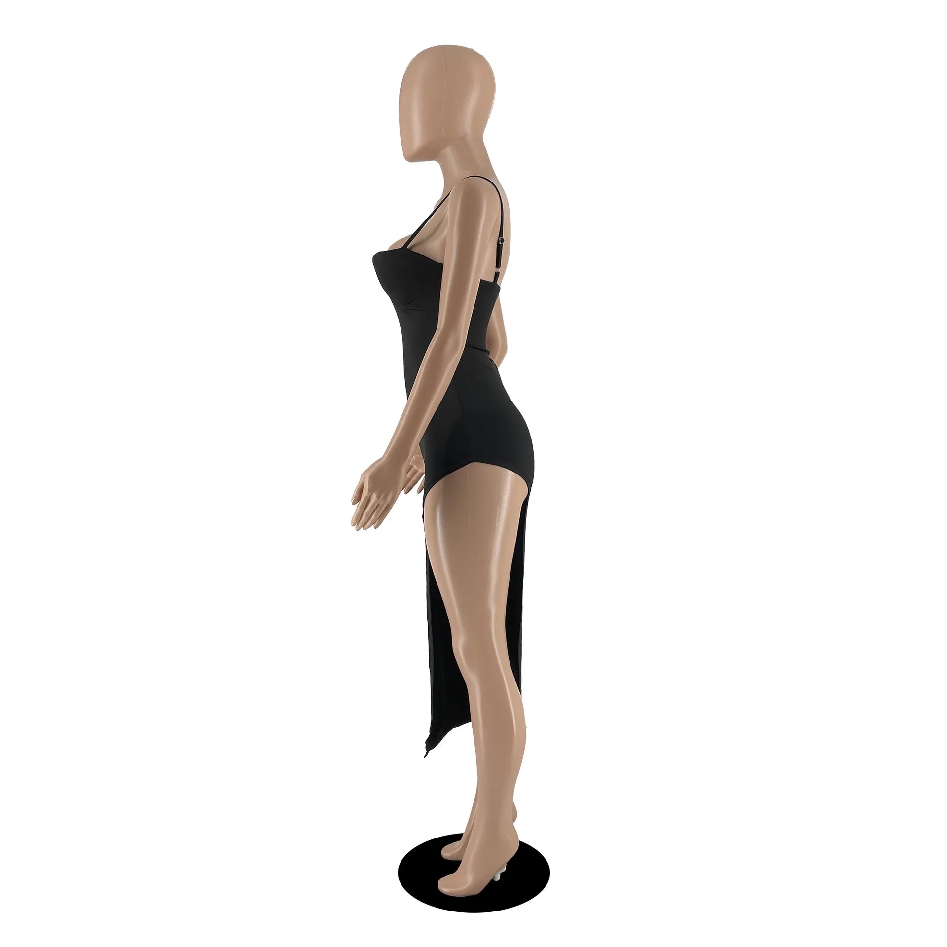 FAGADOER Sexy High Slit Bodycon Long Dress Women Solid Color Spaghetti Strap Backless Dresses Female Streetwear Vestidos 2025