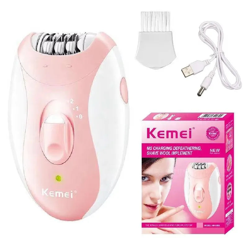 Kemei 4in1 Women Epilator Electric Shaver Facial Body Hair Removal Lady Leg Bikini Trimmer Hair Remover Underarms Rechargeable