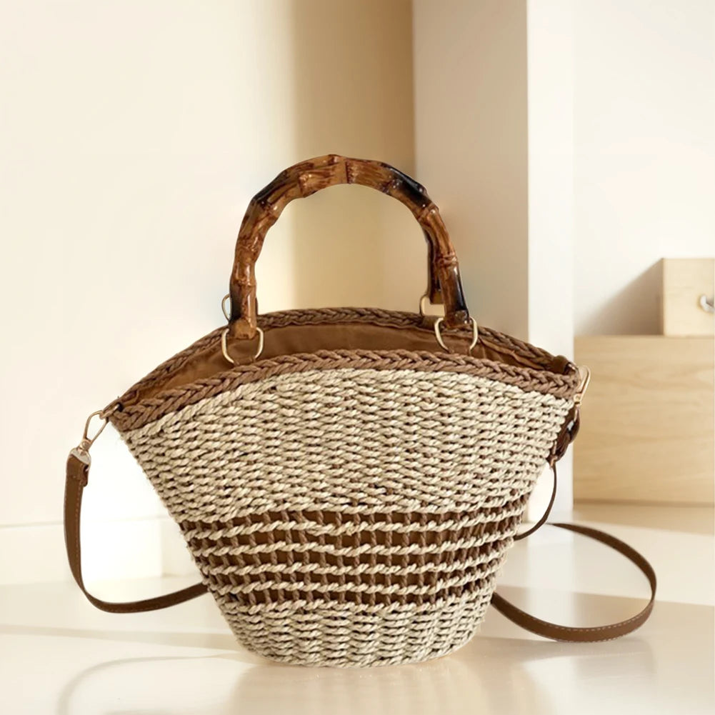 Casual Summer Beach Bag Women Straw Hobo Bag Large Woven Shoulder Bag Clutch Purse for Travel Vacation Shopping
