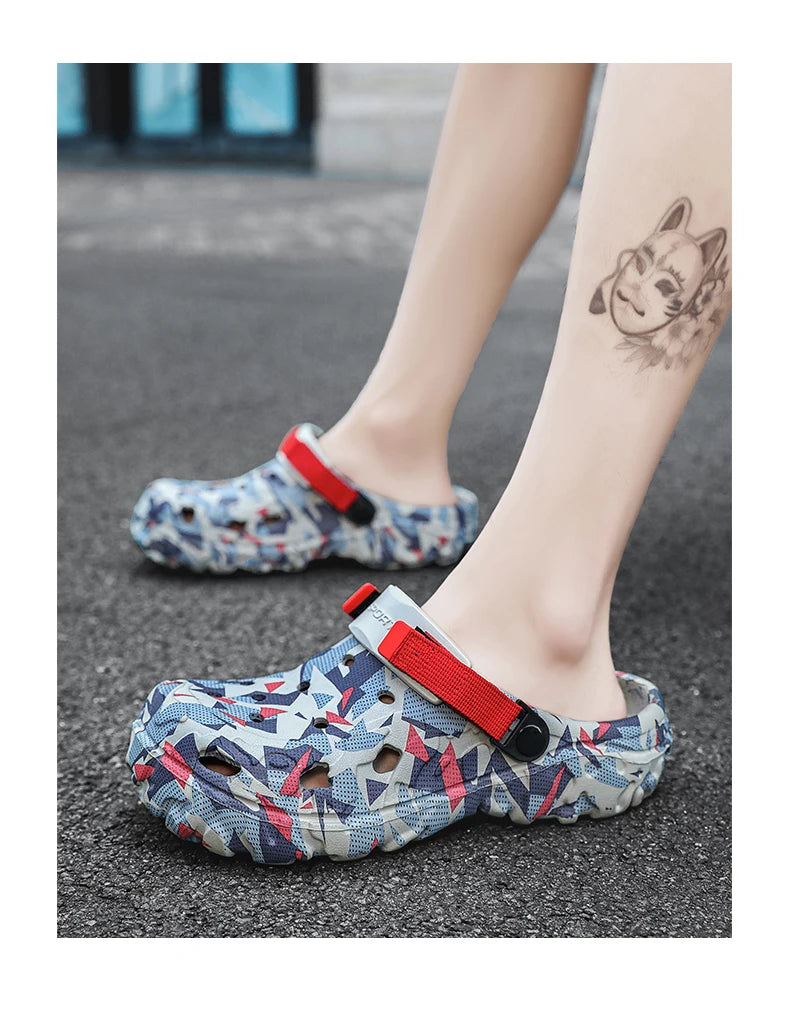 Shoes Men's Clogs Slippers Sandals 46 47 Male Garden Shoes Flat Camouflage Sandals Male Big Size Outdoor Flip Flops Home Clogs