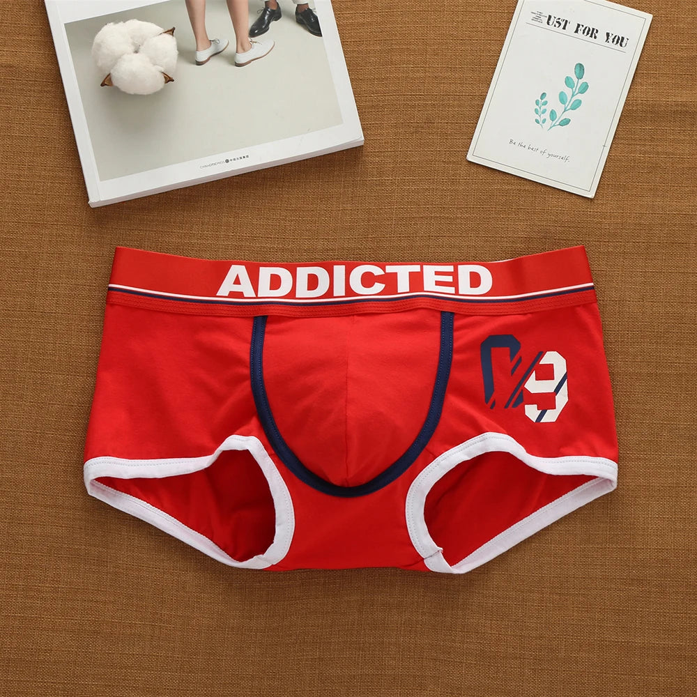 Addicted Men's Cotton Underwear Low Waist Sexy Trendy Briefs Comfortable Sweat-Absorbent Antibacterial Boxer Shorts Underpants